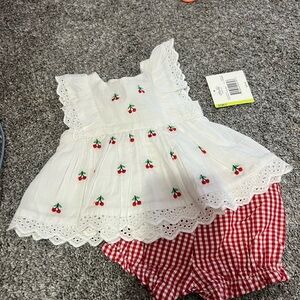 Cherry Embroidered Kids Matching Set